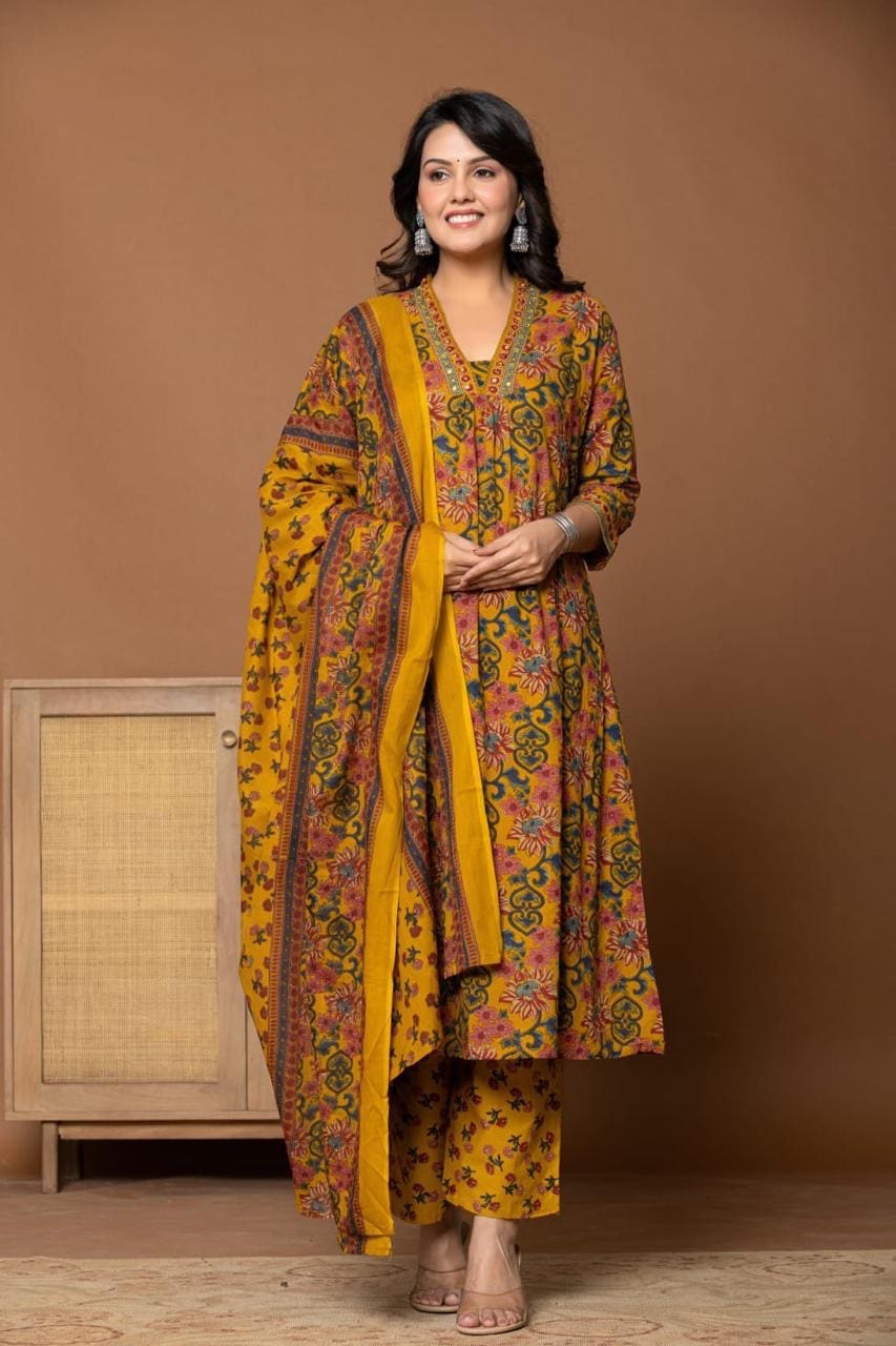 A line kurta suit set