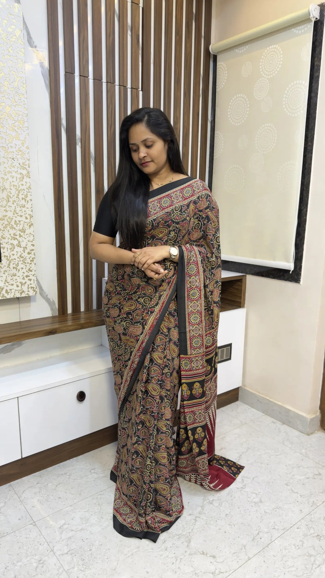 Ajrakh Design In Crepe Silk